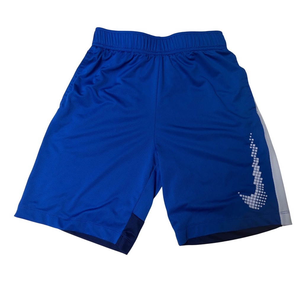 Nike Boys Dri-FIT Blue Mesh Athletic Shorts Pixel Swoosh Size Medium M J5